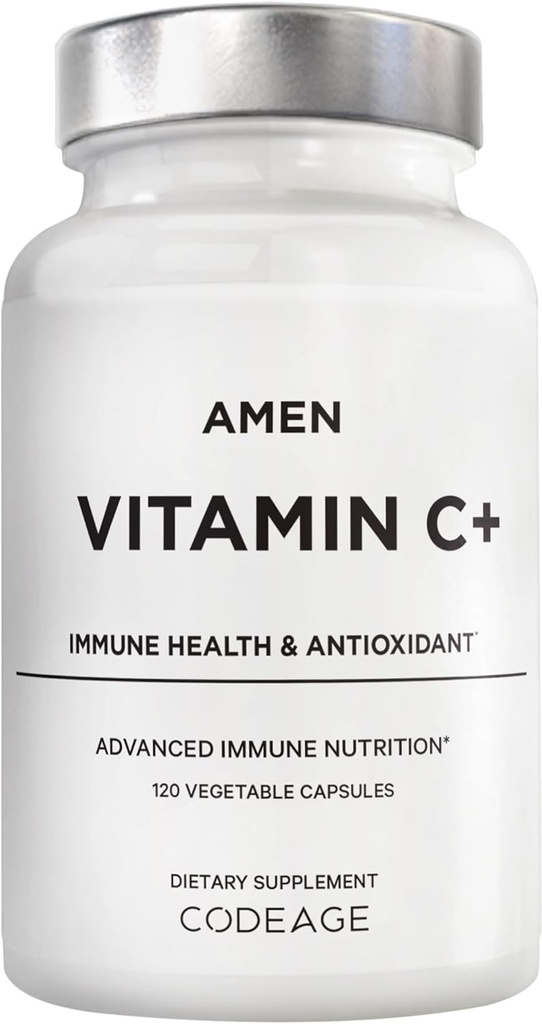 Amen Vitamina C+ Suplemento con Zinc, Bioflavonoids, Quercetina, Rosa HIPS, Elderberry – Vegan, No-GMO – 2 Meses de suministro - 120 cápsulas