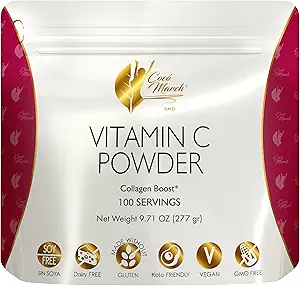 Cocó Marcha N.M.D 1000 mg Vitamina C Powder- para la producción de colagen &amp; Immune Support, Zinc, Bromelain, Quercetin, L-Lysine - Gratis de: Gluten Dairy, Soy, GMOs, Vegan y Keto Friendly 10 Oz