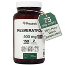 Resveratrol de PRISTINE 500MG 75 Day Supply Antioxidant &amp; Heart Health Supplement Capsules - Brain &amp; Lung Health Benefits