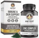 Zinc Complex Capsules with Enhanced Absorption, Antioxidant & Immune Support Supplement, Zinc Supplement for Men &amp; Women by Ancient Bliss (60 Capsules)