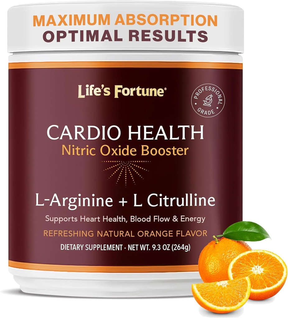 La fortuna de la vida 5000mg L- Arginina Suplemento Polvo &amp; 1000mg L-Citrulline, Alta Potencia Nitric Oxide Health Booster, resistencia, rendimiento de entrenamiento, sabor natural naranja (20 servidumbres)