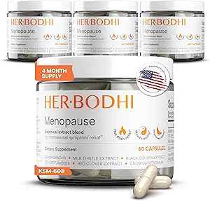 Menopause Hormonal Balance for Women, Estrogen Soy Isoflavones Menopause Suplemento para Mujeres, Ashwagandha, Black Cohosh Hot Flashes Menopause Relief, Night Sweats Relief 240Caps