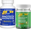 Natural Stacks Magtech Magnesium + Mood Magnesium Gummies Bundle - 4 Formas de Magnesio - Relajación, Salud Cerebro y Estrés Soporte* - 210 Cantidad Total