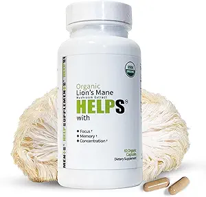 Masculino de leones orgánicos Capsules de seno de león ← 1000mg Lions Mane Powder Extracto Suplemento ← Dietary Herbal Supports for Focus, Memory, Digestion &amp; Immune Health TEN Gluten, Soy, Milk-Free TEN 60 cápsulas