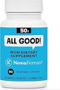 NovaFerrum All Good Silencio Capsule Suplementos para Adultos Silencio Anemia  50mg of Iron Silencio 90 Sirve para Sugar Gratis Silencio Vegan ← Gluten Gratis