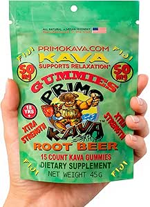 Kava Kava Gummies 50mg – Strong Noble Kava con 50mg Kavalactones para la calma y la relajación – Alcohol-libre – Fast-Acting Fiji Kava Root Extract – Root Beer Flavor – 15 Conde