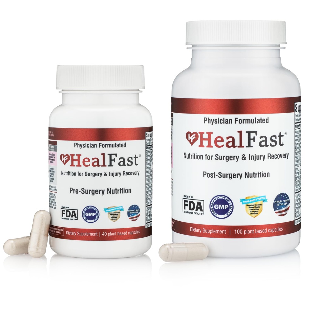 HealFast Cirugía completa y recuperación de lesiones Suplemento: para Wound, Tratamiento de cicatriz " Bruising w/Vitamins, Bromelain, Quercetin " Probiotics (Pre+Post Op)