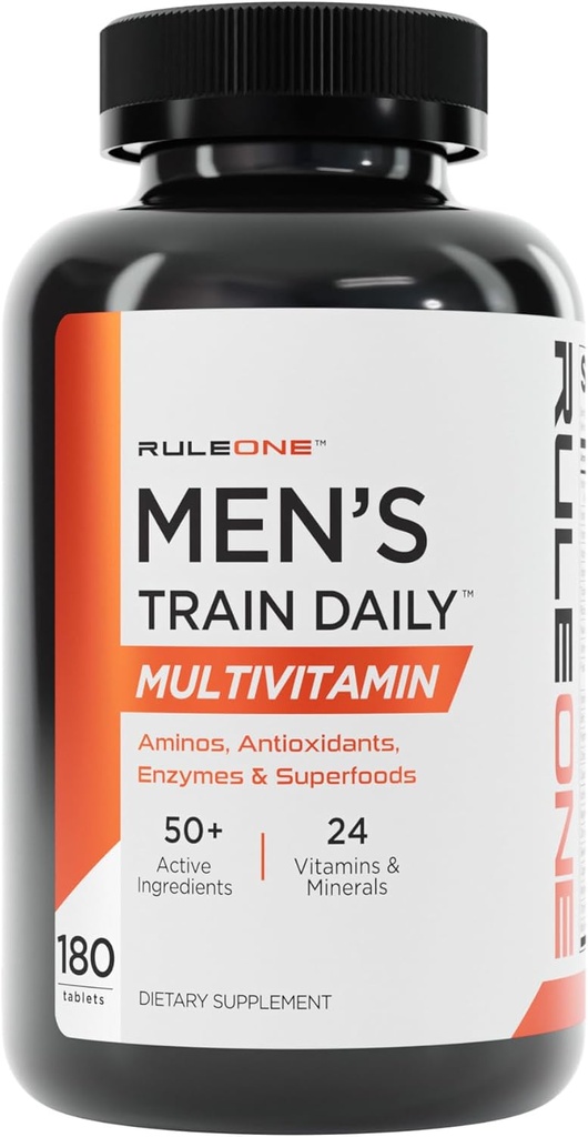 Regla 1 R1 Men’s Train Daily - 180 Tablets - Sports Multivitamin with Aminos, Antioxidants, Enzymes & Superfoods - 60 Servings