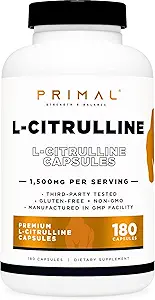 Primal L-Citrulline Capsules (180 cápsulas / 1.500 mg por servidumbre)