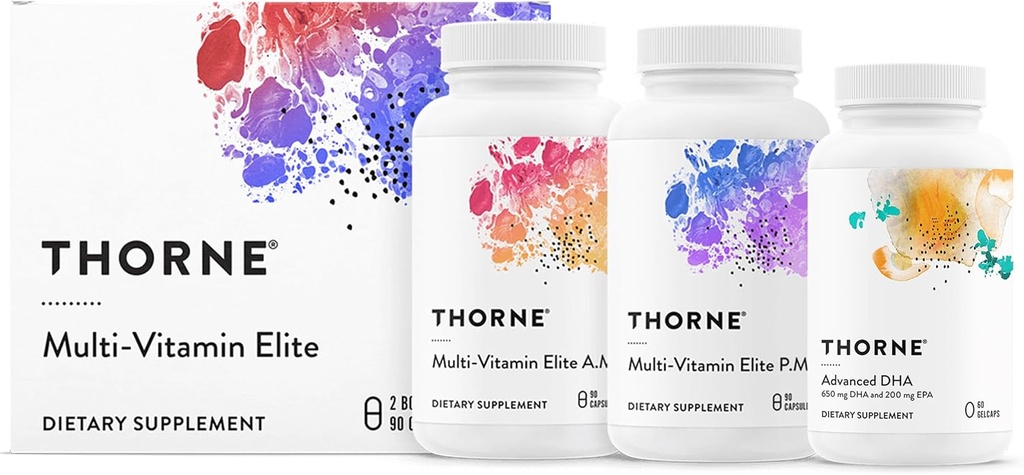 THORNE - Day & Night Wellness Bundle - Multi-Vitamin Elite + Advanced DHA - 30 Servings