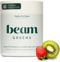Beam Greens Powder, Superfood Supplement for Gut Health, Vegan Organic Blend with Ashwagandha, Vitamin C, B12, B6, D, Non-GMO Daily Detox &amp; Immune Support, Strawberry Kiwi Flavor - 30 Servings