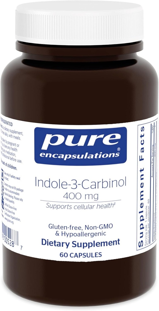 Encapsulaciones puras Indole-3-Carbinol 400 mg  Supports Healthy Breast, and Cervical Cell Function ← 60 Capsules