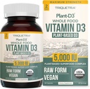Vitamina Orgánica D3 5.000 UI - 100% Comida entera " Forma de Cholecalciferol de base vegetal, 100% Vitamina Vegana D - Reforzada con Complejo Prebiótico " Superalimentario - Orgánica, Vegana, GMO " Gratuito (60 cápsulas)