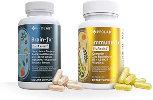 BioAssist® Brain-fx Nootropic Energizing Mind Memory Focus Brain Support, y Immune-fx, Immune Support Supplement, Pulmonary Lung Supplement, Clean Certified®, Non-GMO