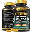 Bitter Melon Capsules - 8in1 Fórmula - Combina con Berberine, Beet Root, Ajo, Milk Thistle, Apigenin, Papaya Leaf, y Black Pepper - 150 cápsulas Vegan para 5 meses de suministro