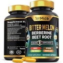 Bitter Melon Capsules - 8in1 Fórmula - Combina con Berberine, Beet Root, Ajo, Milk Thistle, Apigenin, Papaya Leaf, y Black Pepper - 150 cápsulas Vegan para 5 meses de suministro