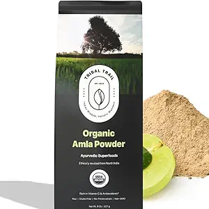 Orgánica Amla Powder (Indian Gooseberry) Silencio 8.01 oz Silencioso USDA Orgánica " Non-GMO Silencio Raw from India ← Saludable Hair " Skin ← Reciclable Kraft Bags