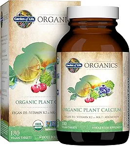 Garden of Life Calcium Supplement with Magnesium & Organic Vitamin D3 K2, Made from Whole Foods, Gluten-Free, 180 Count