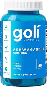 Goli Ashwagandha & Vitamin D Gummy - 60 Count - Mixed Berry, KSM-66, Vegan, Plant Based, Non-GMO, Gluten-Free & Gelatin Free Relax. Restore. Unwind, Pack of 1