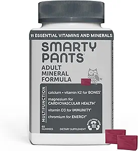 SmartyPants Mineral Chews: Citrato de magnesio " Suplemento de calcio con vitamina D3, vitamina C, K2, Zinc " Selenium for Immune Support, 60 Conde (30 Day Supply)