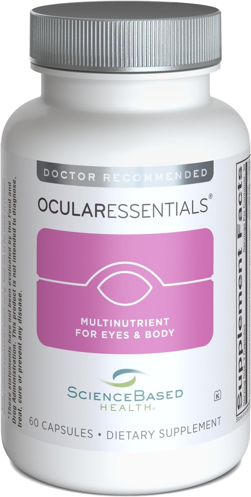 Esenciales Oculares – Multivitamínico diario con soporte de salud ocular – 30+ Nutrientes incluyendo Lutein, Zeaxanthin, Resveratrol & Antioxidantes de base vegetal – 60 cápsulas