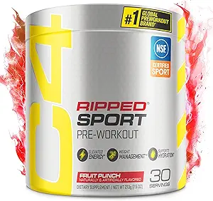 Cellucor C4 Ripped Sport Pre Workout Powder Fat Burner - NSF certificado para el deporte + azúcar gratis Preworkout Energy Suplemento para hombres y mujeres - 135 mg Caffeine + pérdida de peso - Fruit Punch, 30 servidumbres