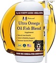 Natural Dog Company Ultra Omega Oil for Dogs a 2000 MG Omega 3, 6, 9 with Salmon, Pollock & Flaxseed Oil, EPA & DHA, Dog Supplement for Skin, Coat, Joints, Allergy & Itch Relief, Dog Fish Oil 16oz