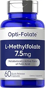 Carlyle L Methylfolate 7.5 mg  60 Capsules ← Optimizado y activado ← No GMO, Gluten Free ← Methyl Folate, 5-MTHF ← por Opti-Folate