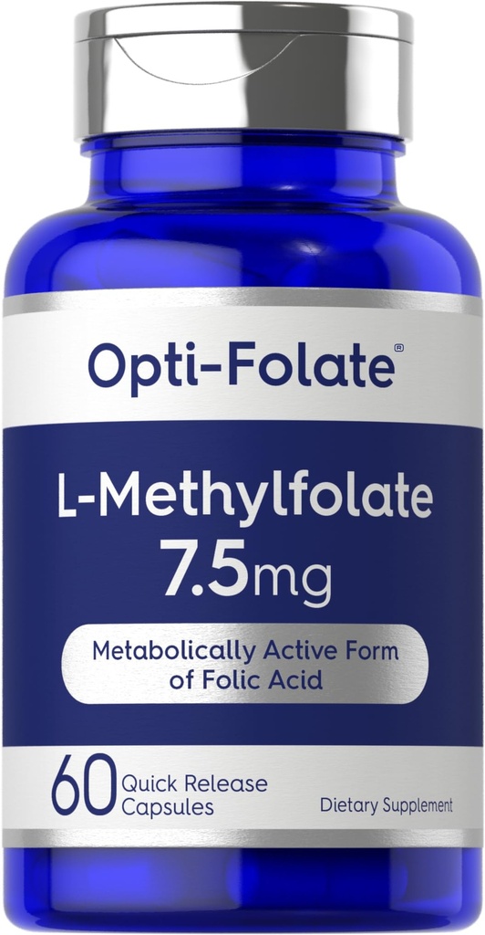 Carlyle L Methylfolate 7.5 mg  60 Capsules ← Optimizado y activado ← No GMO, Gluten Free ← Methyl Folate, 5-MTHF ← por Opti-Folate