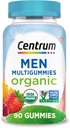 Centrum Multigummies Orgánicas para Hombres, Mangas Multivitamínicas para Hombres, Multivitamina Orgánica para Hombres con Nutrientes Esenciales para Apoyo Inmune, Energía y Función Musculo - 90 Cuenta