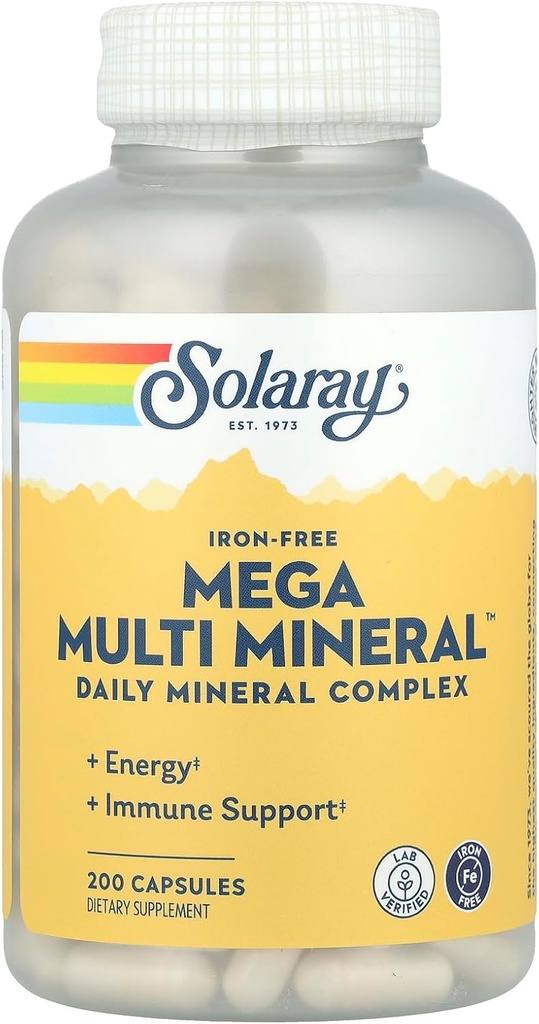 Solaray Mega Multi Mineral, 200 cápsulas