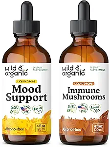 Wild &amp; Organic Mood Support Tintura 4 fl oz &amp; Immune Mushroom Tincture