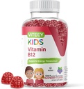 Viteey Vitamina B12 para Gummies Infantiles, 1000mcg - Metabolismo, Energía Natural - Vegan, Gelatin Gratis, Gluten Gratis, GMO Gratis - Tasty Chewable B12 Raspberry Flavored Gummy