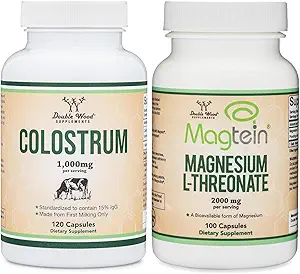 Suplemento de Colostrum (120 cápsulas) y Magnesio L-Threonate (100 cápsulas)