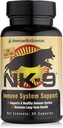 American BioSciences NK-9, AHCC Suplemento para perros &amp; gatos - Suplemento dietético para el sistema de apoyo inmunológico - Hecho para las defensas inmunitarias de mascotas - 30 cápsulas, 250 mg/capsula