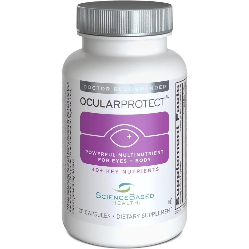 OcularProtecto – Multivitamínico diario con soporte de salud de ojos avanzados – 40+ Nutrientes clave, Antioxidantes " compuestos basados en plantas – Incluye FloraGLO Lutein, Zeaxanthin, Ácido alfa Lipoico – 120 cápsulas