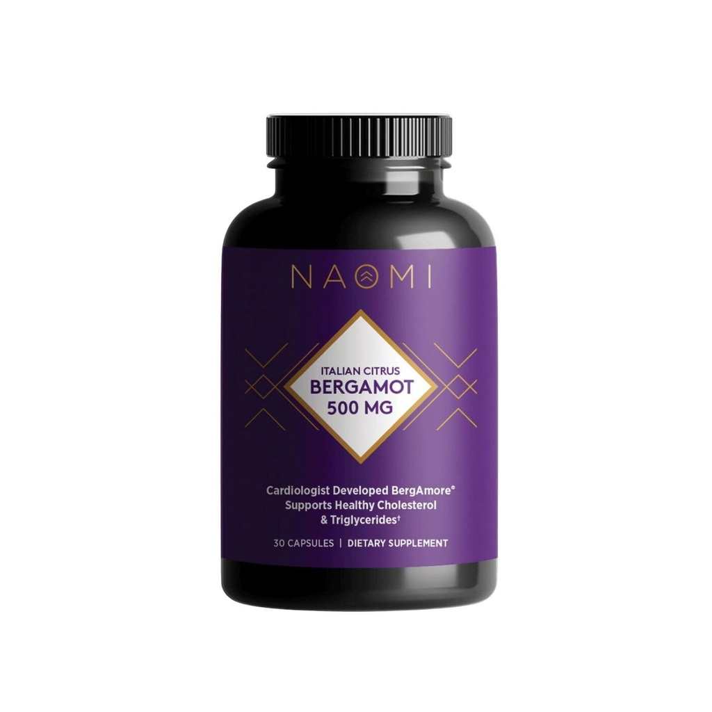 NAOMI Italian Citrus Bergamot 500mg Award-Winning Cardiologist Dvlpd to Support Healthy Cholesterol & Triglyceride Levels Ya en Normal Range, w/ 7 Key Polyphenols, Bergamot, VIT C, 30-Day Supply