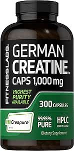 Fitness Labs German Creatine Monohydrate | 1000mg | 300 Capsules | Supplement for Women and Men | Non-GMO, Gluten Free