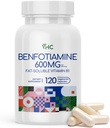VHC Vitamin B1 Benfotiamine 600mg Supplement- 5X Time Fat-Soluble Thiamine Vitamin B1- Max Boost Bioavailable Thiamine B1 Levels-120 Veggie Capsules,Non-GMO, Soy Free- Made in USA