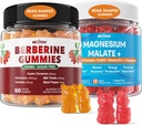 2Pack Berberine Suplemento Gummies 1500mg + 2Pack Magnesium Malate con CoQ10-100mg Gummies