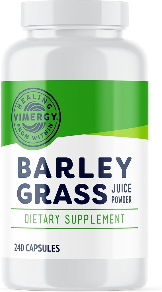Vimergy Barley Grass Juice Capsules – Clean Superfood-Packed Capsule – Promotes Cardiovascular Health* – Non-GMO, Vegan &amp; Gluten-Free – 240 caps