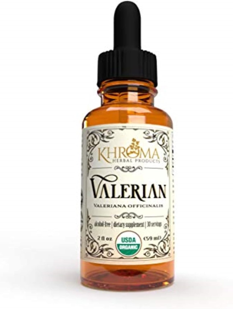Khroma Herbal Products Organic Valerian Root - 2 oz Liquid in a Glass Bottle - 30 Maximum Strength Servings