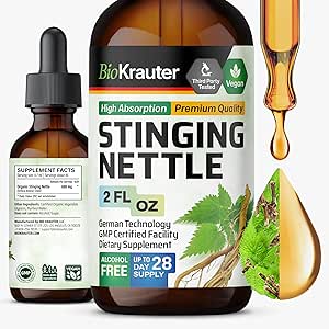 BIO KRAUTER Stinginging Nettle Tincture - Nettle Root Extract Liquid - Urinary Support Supplement - Urtica Dioica Natural Extract - Vegan, Azúcar &amp; Alcohol Free Drops 2 Fl.Oz.