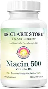 Dr. Clark Niacin 500 (Vitamin B3) Suplemento, 500 mg, 100 cápsulas de gelatina