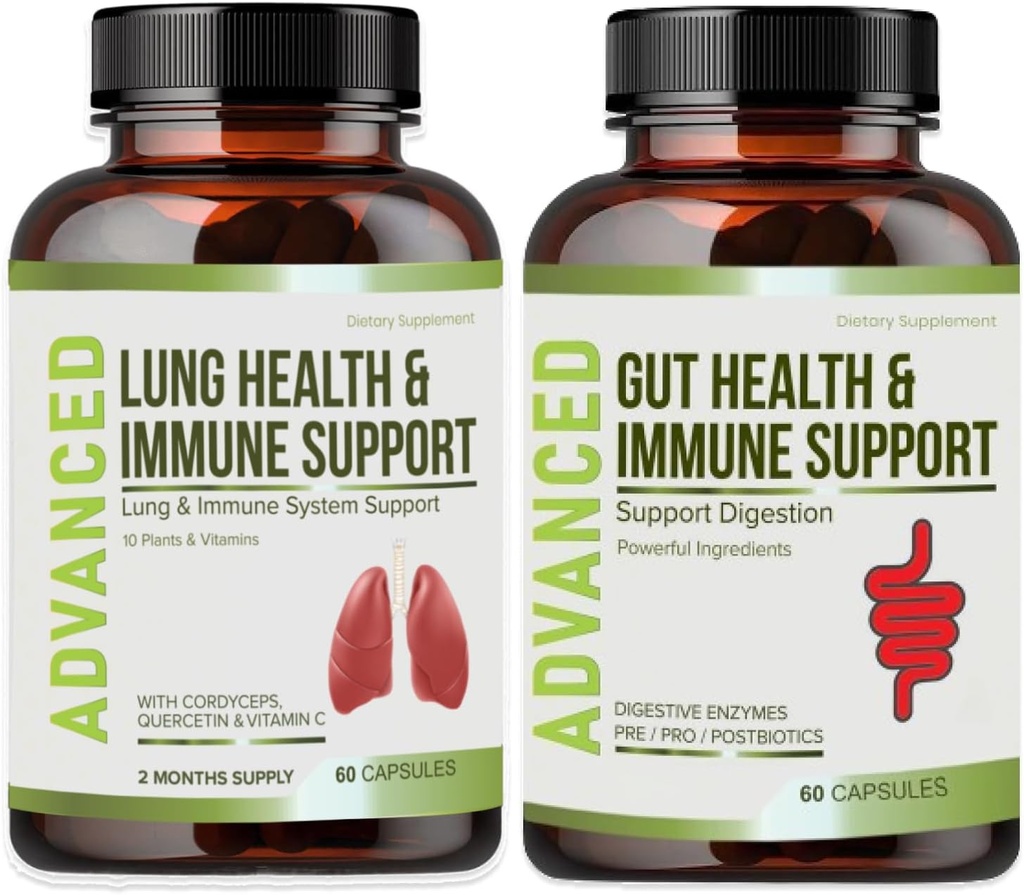 Lung Health &amp; Immune Support Supplement - Lung Cleanse and Detox With Immunity Vitamins For Better Lungs, Immune Defense, Clear Lungs & Deep Breathing including Quercetin & Cordyceps. Suministro de dos meses