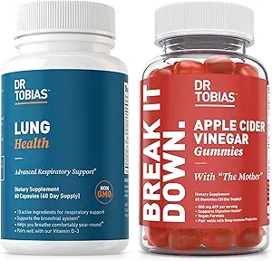 Dr. Tobias Lung Health & Apple Cider Vinegar Gummies - Supports Lung Cleanse & Detox Formula, Supports Gut Health, with The Mother, Folate, B12, Vitamin C, Butterbur