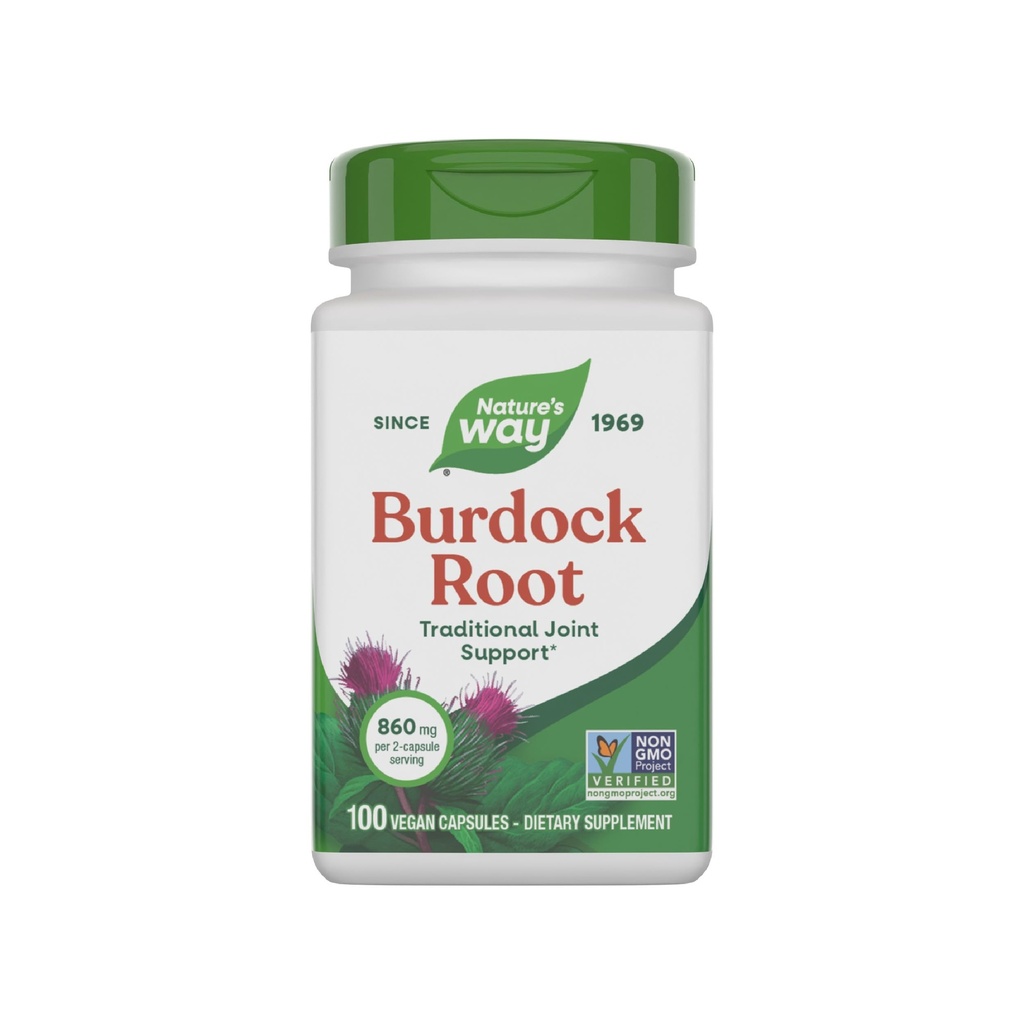 Bota de Burdock Way de la Naturaleza, Apoyo Conjunto Tradicional*, 100 cápsulas Vegan (Paquete May Vary)