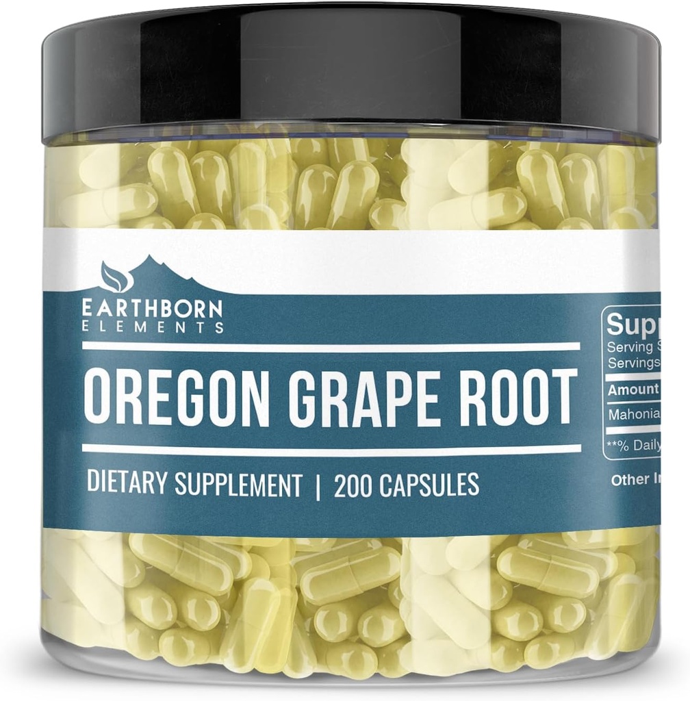 Earthborn Elements Oregon Grape Root 200 Capsules, Pure & Undiluted, No Additives