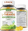 Liposomal L-Theanine 200mg Magnesium Glycinate 400mg Gummies with GABA, 5HTP, Apigenin, Vitamina B6 &amp; D3, Ashwagandha, Lemon Balm Leaf, Melatonin Free Sleep Chewable for Relax Mood & Muscle, 2 Packs