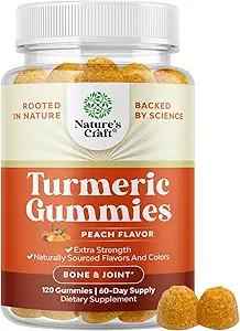 Gummies de Turmérico para Adultos Peach Flavor - Soporte Conjunto de Fuerza Extra Gummies con Curcumina Turmérica con Extracto y Peligro Negro - y vitaminas de Peach de jengibre para Adultos